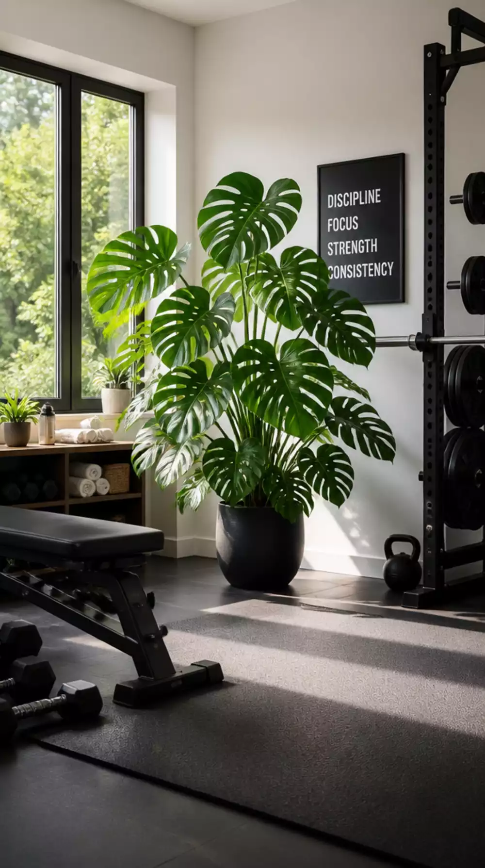Why Adding One Large Plant to a Home Gym Changes the Entire Feel of the Space