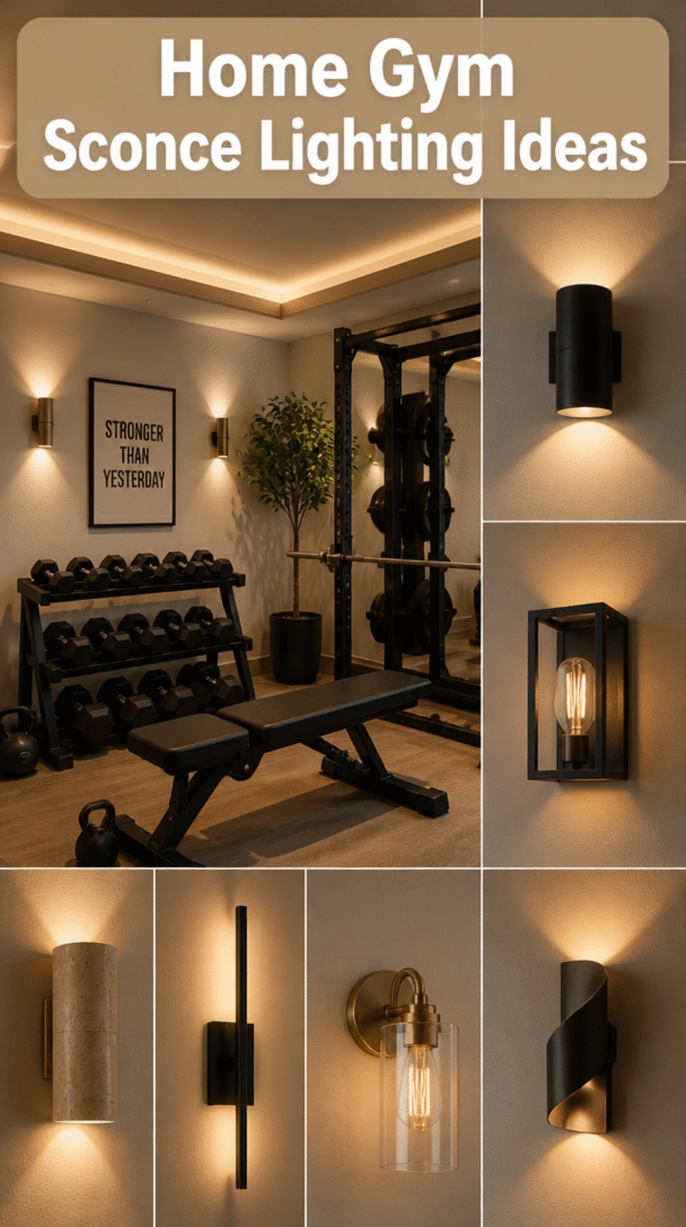 Home Gym Sconce Wall Light That Adds Warm Layered Lighting Without Rewiring