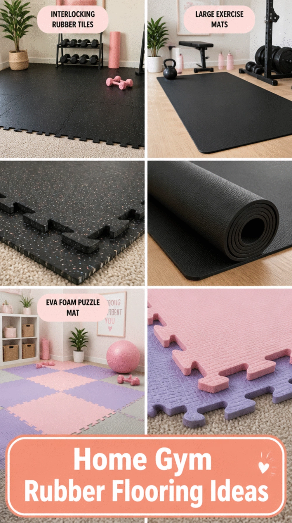 Home Gym Spare Room Rubber Flooring That Goes Over Existing Carpet or Wood