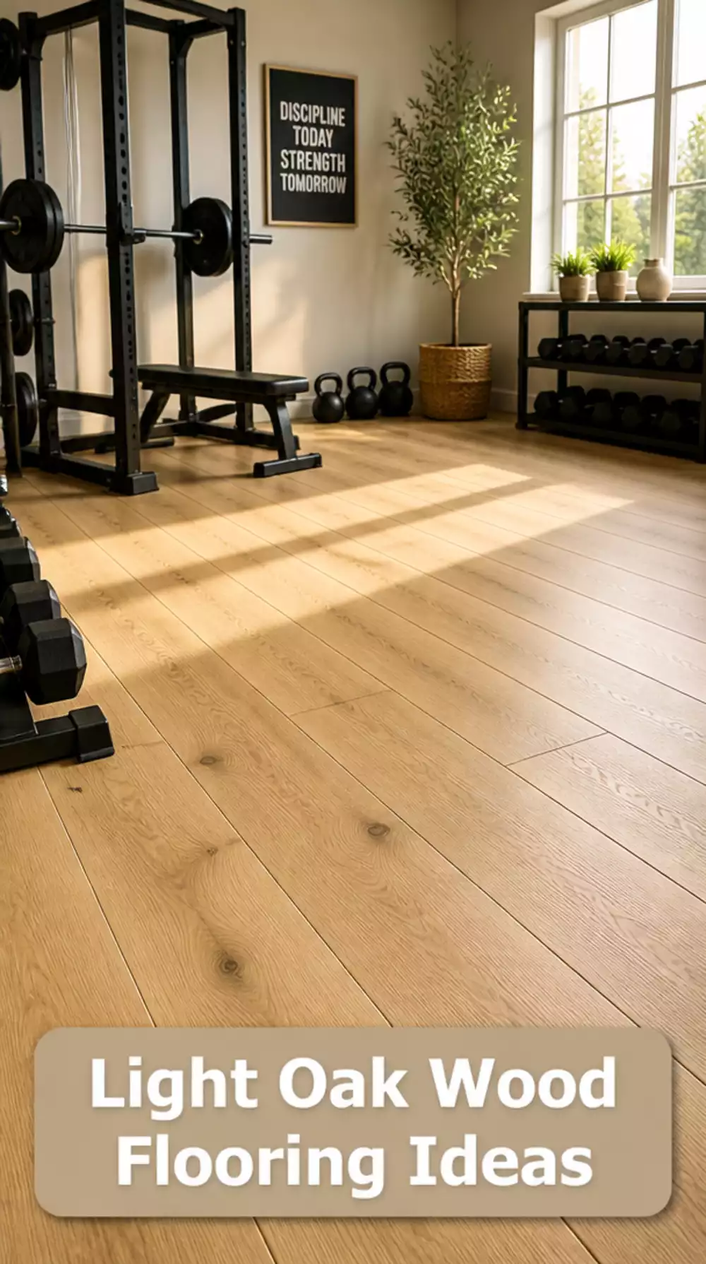 Light Oak Wood Flooring in a Home Gym That Feels Warm and High-End