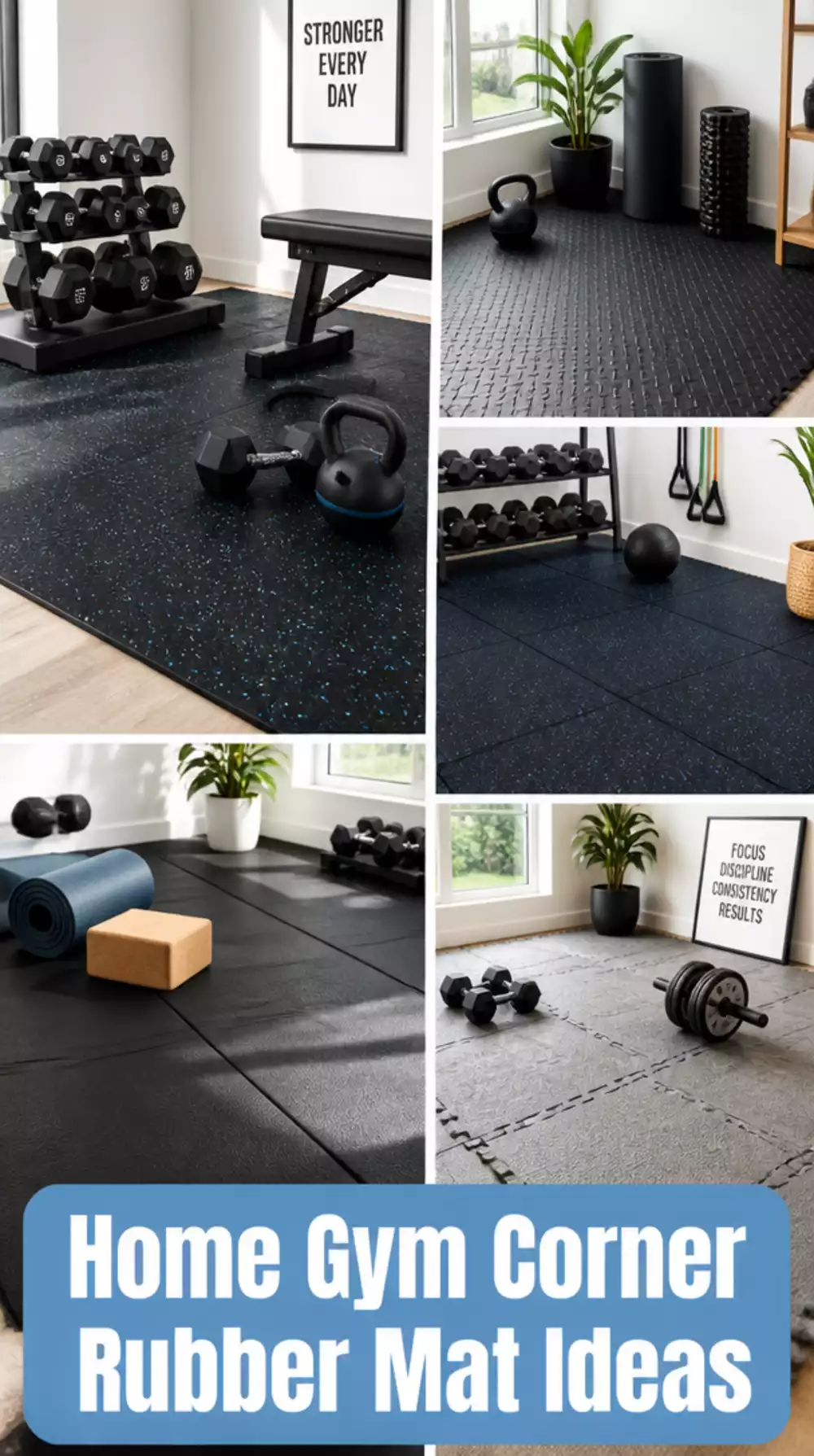 Home Gym Corner Rubber Mat Set That Creates a Workout Zone on Any Flooring